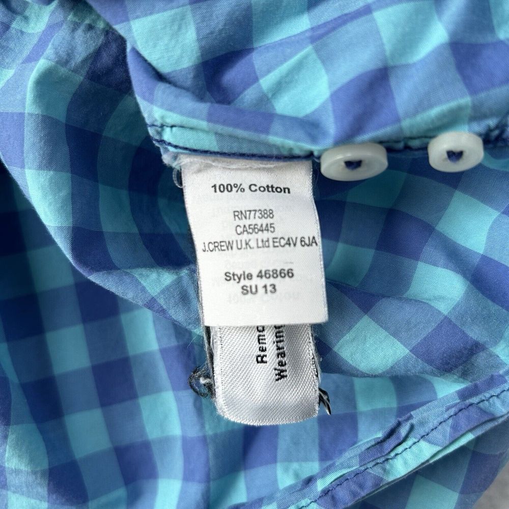J Crew Shirt Men's Large Blue Light Weight Window Pane Plaid Cotton Button‎ Down - Picture 8 of 8